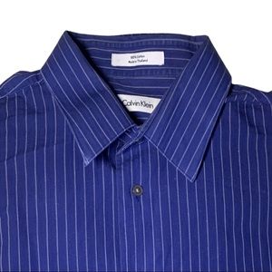 Calvin Klein Button Up Blue with White Pin Stripes Size Large